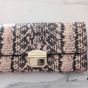 Henri Bendel Pink and Black Patterned Clutch